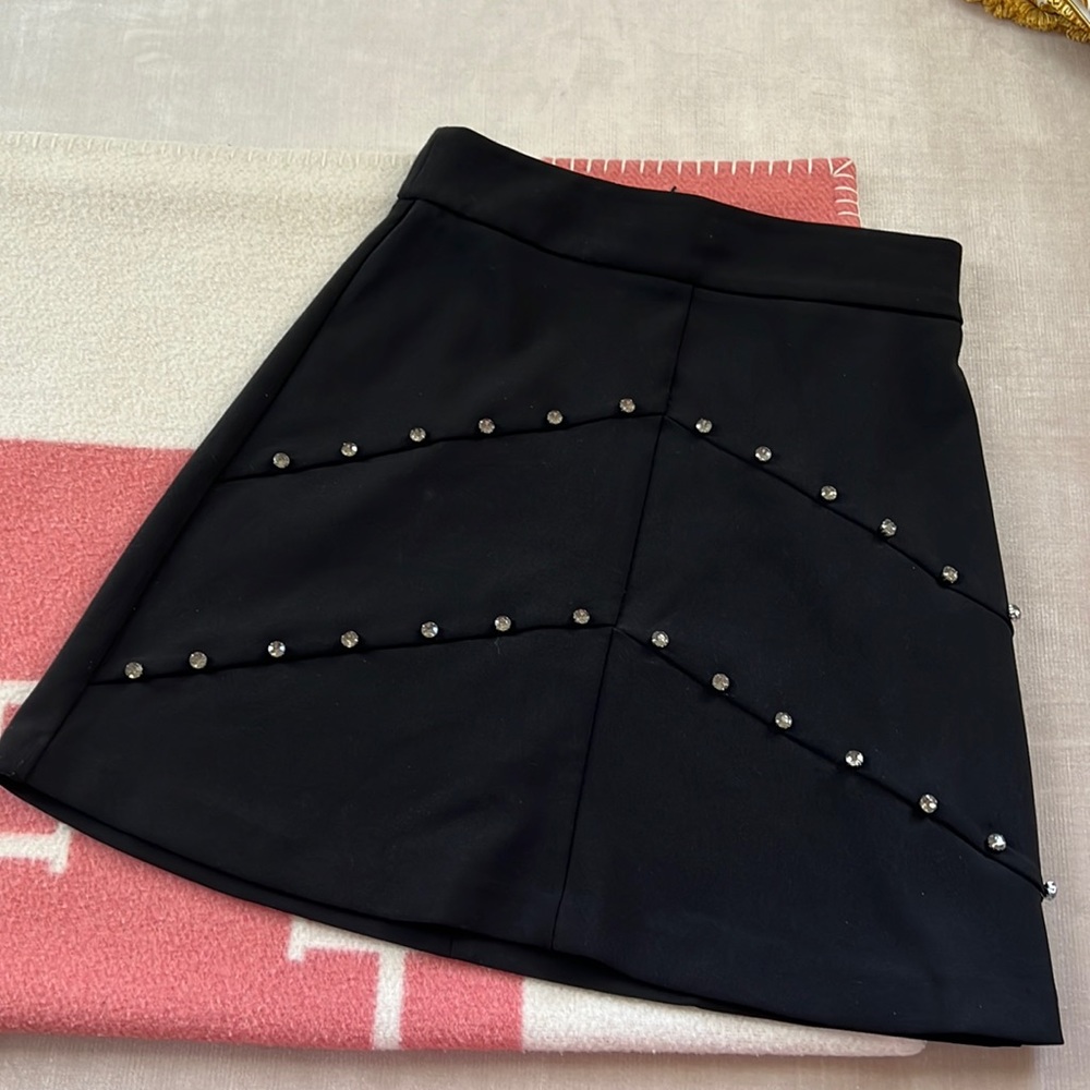 Zara XS Rhinestone Black A-Line skirt